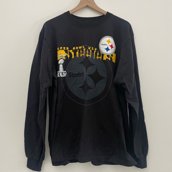 NFL Tops - Pittsburg Steelers Black Unisex Long Sleeve XL NFL Super Bowl